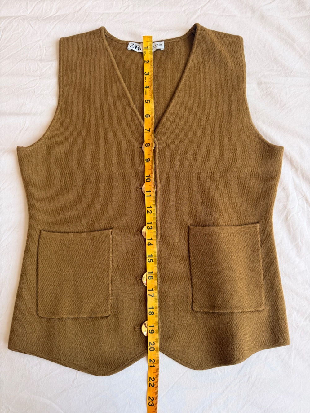 Zara Olive Green Button-Front V-Neck Tank - Picture 8 of 9